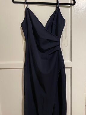 Spaghetti Strap Navy Wrap-Front Women’s Dress